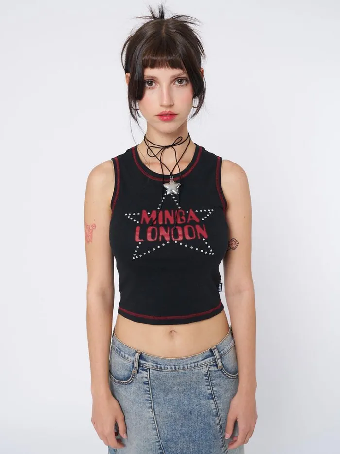 Clothing RockStar Girlfriend Vest Top Minga London Tank Tops
