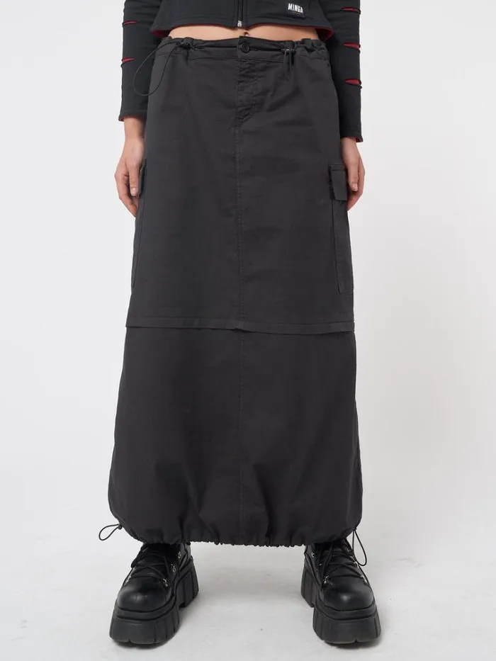 Clothing Ruby Black Maxi Tech Cargo Skirt Minga London Skirts