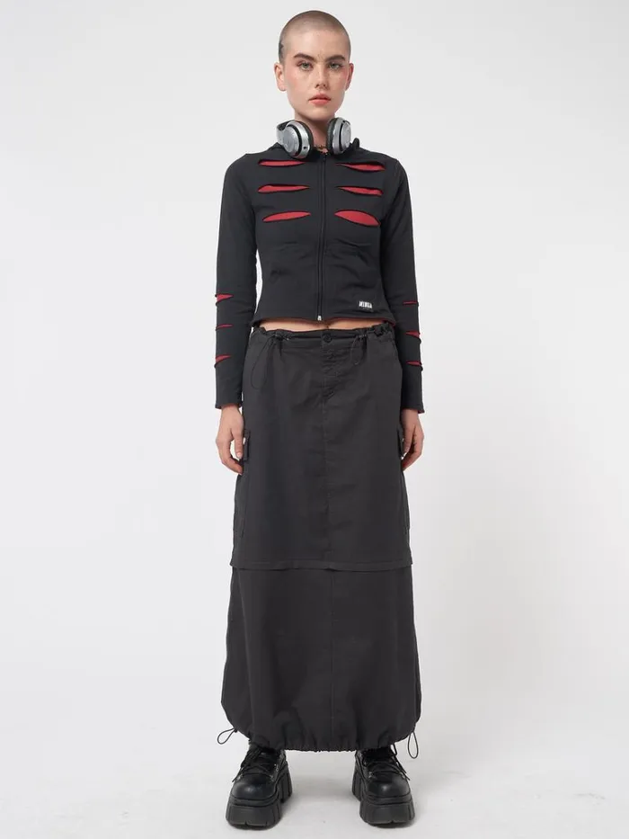 Clothing Ruby Black Maxi Tech Cargo Skirt Minga London Skirts