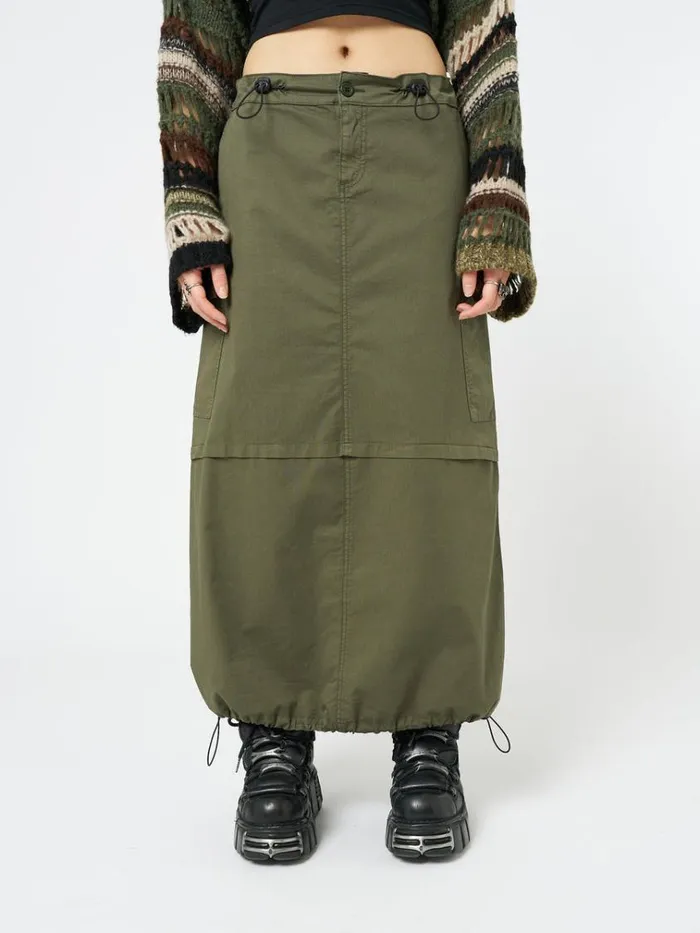 Clothing Ruby Khaki Maxi Cargo Skirt Minga London Skirts