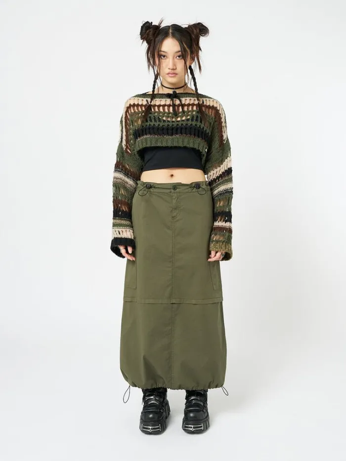 Clothing Ruby Khaki Maxi Cargo Skirt Minga London Skirts