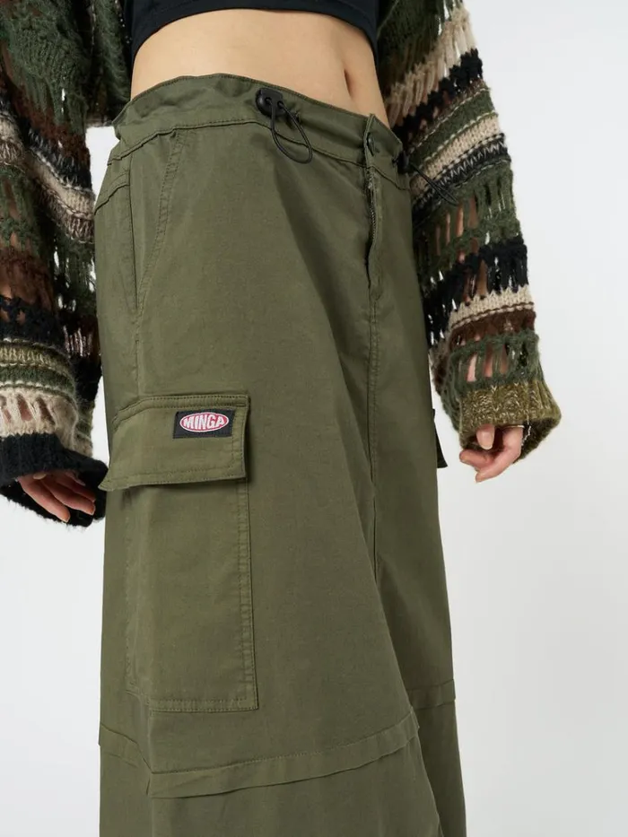 Clothing Ruby Khaki Maxi Cargo Skirt Minga London Skirts
