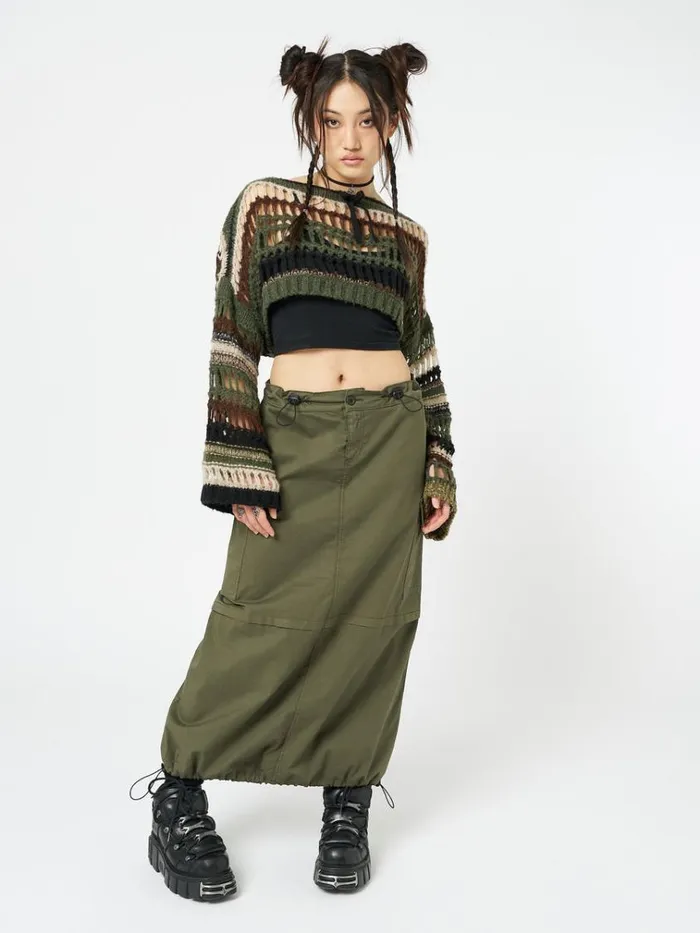 Clothing Ruby Khaki Maxi Cargo Skirt Minga London Skirts