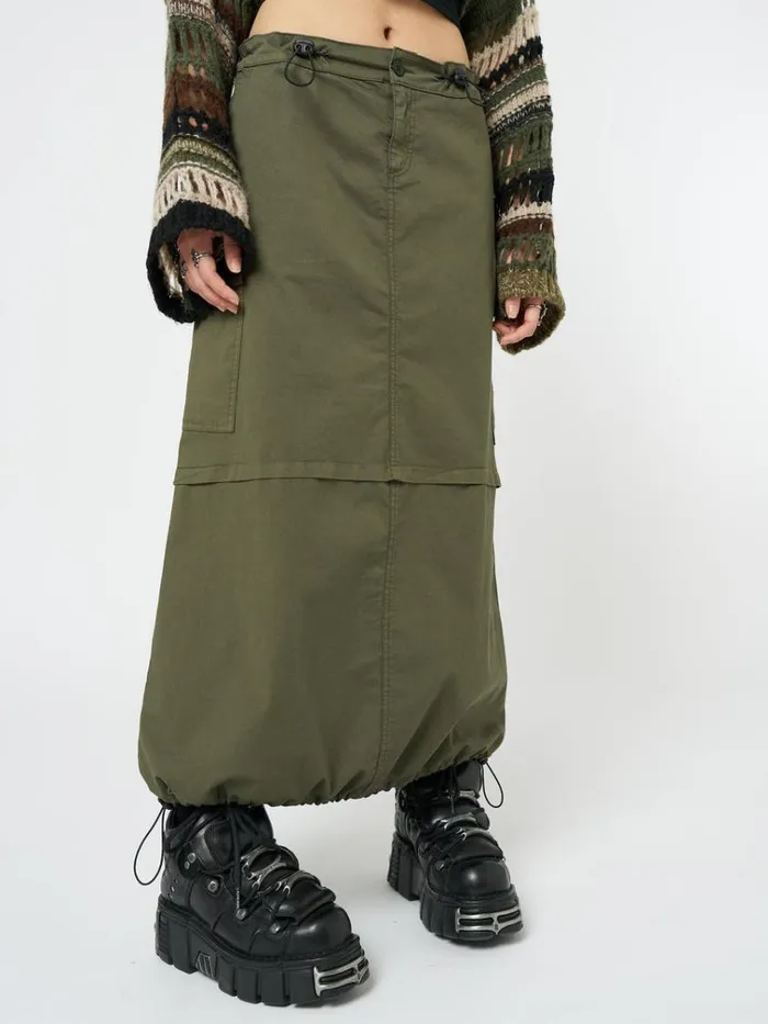 Clothing Ruby Khaki Maxi Cargo Skirt Minga London Skirts