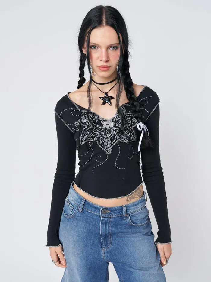 Clothing Sea Flower Long Sleeve Top Minga London Long Sleeve Tops