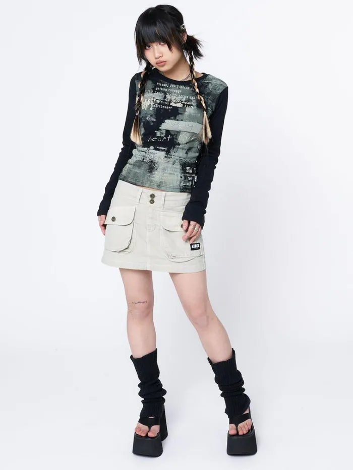 Clothing Shay Beige Cargo Mini Skirt Minga London Skirts