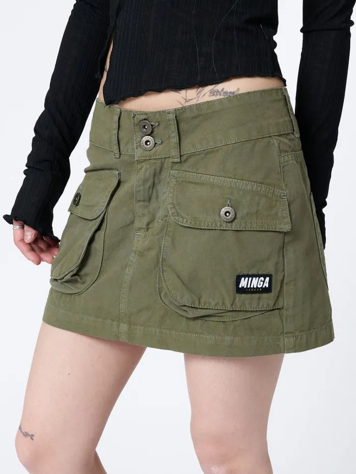 Clothing Shay Green Cargo Mini Skirt Minga London Skirts