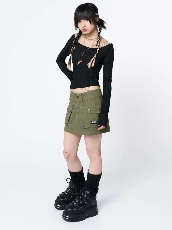 Clothing Shay Green Cargo Mini Skirt Minga London Skirts