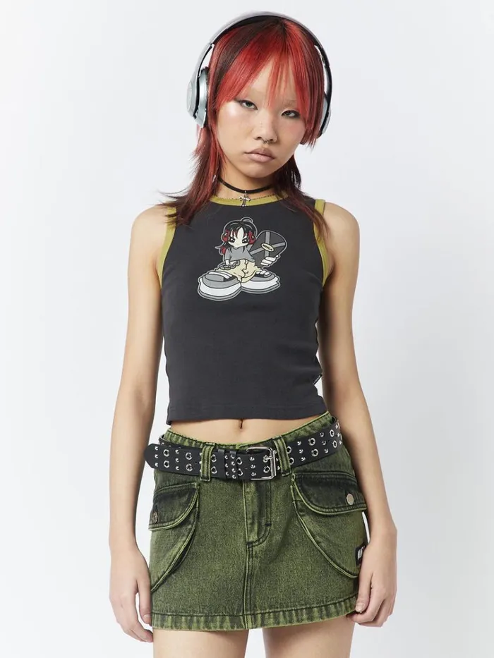 Clothing Skater Girl Graphic Ringer Vest Top Minga London Tank Tops