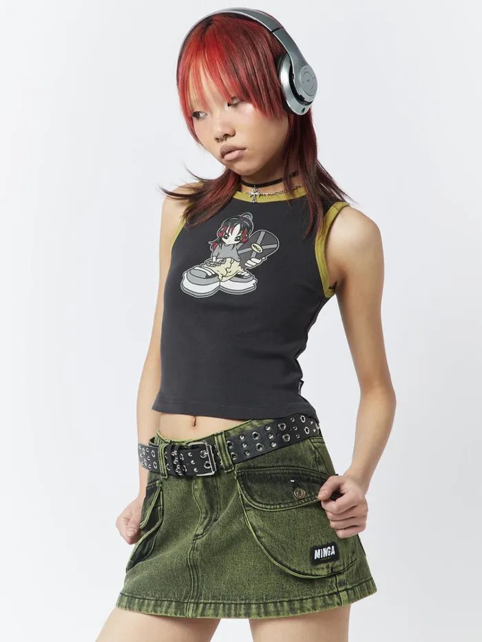 Clothing Skater Girl Graphic Ringer Vest Top Minga London Tank Tops