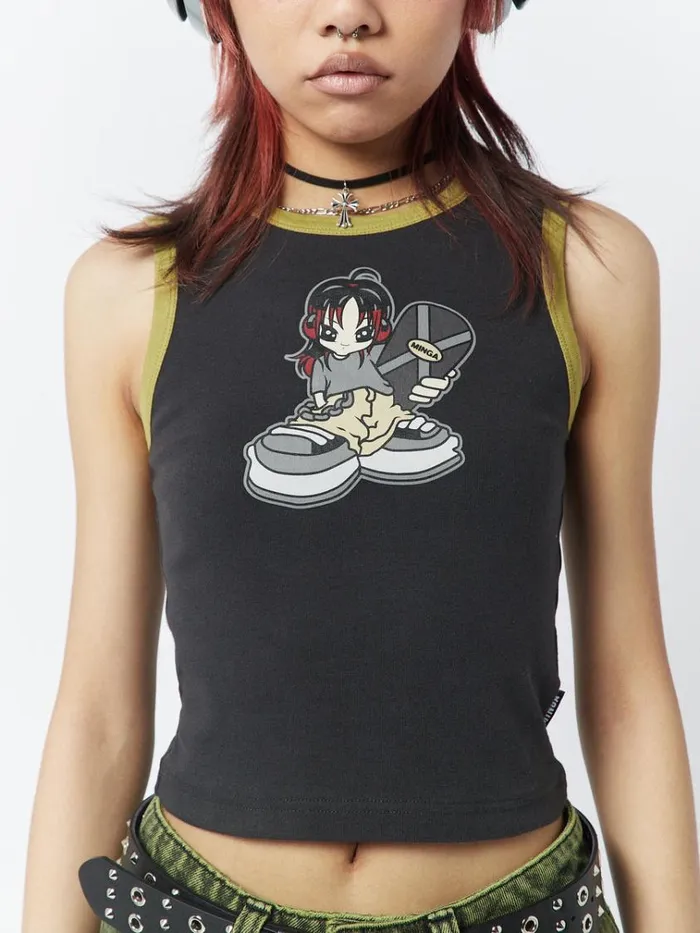 Clothing Skater Girl Graphic Ringer Vest Top Minga London Tank Tops