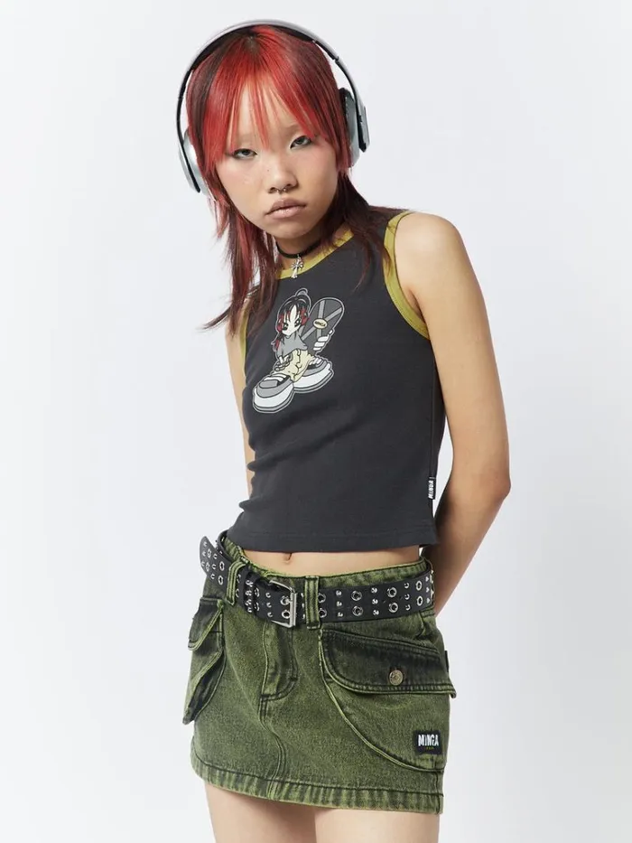 Clothing Skater Girl Graphic Ringer Vest Top Minga London Tank Tops