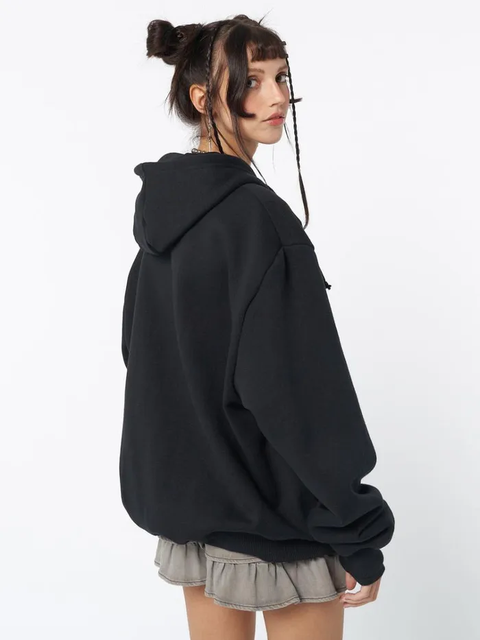 Clothing Skeleton Black Oversized Zip Up Hoodie Minga London Jackets
