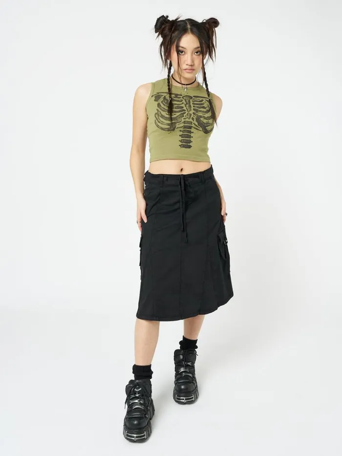 Clothing Skeleton Green Graphic Print Vest Top Minga London Tank Tops