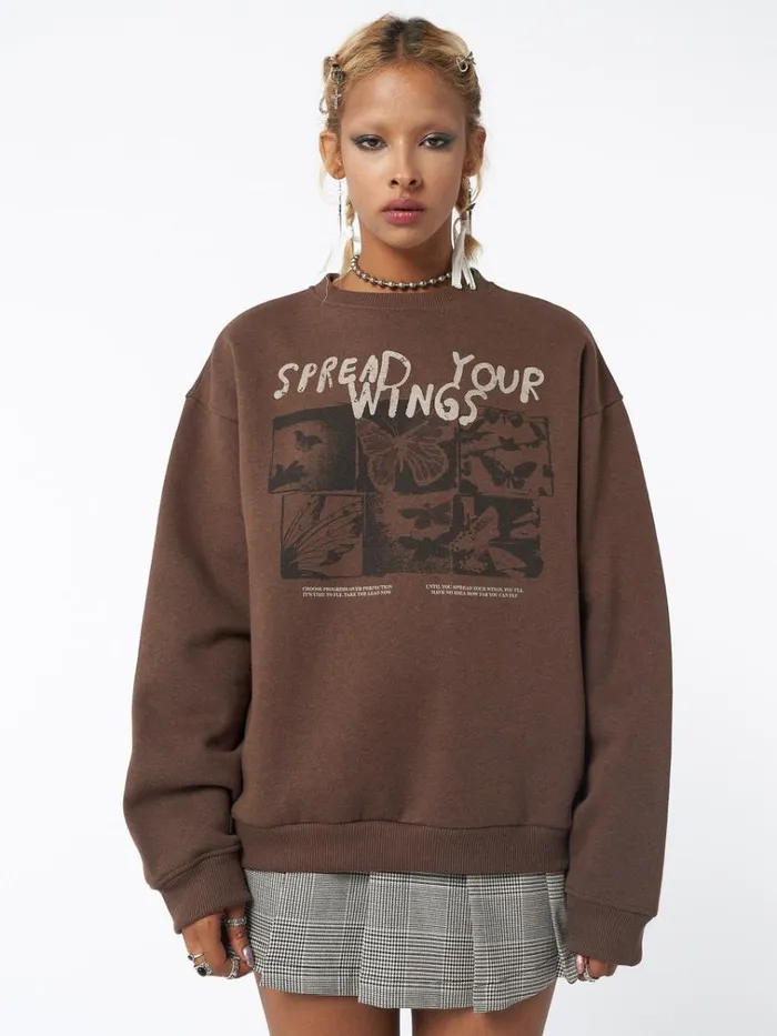 Clothing Spread Your Wings Brown Sweatshirt Minga London Sweatshirts