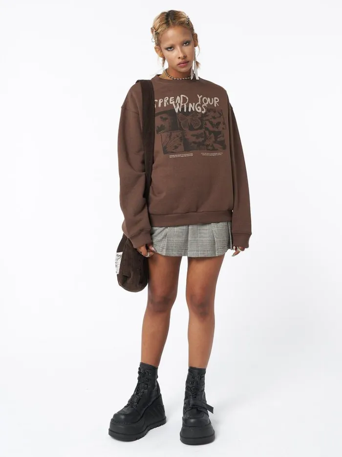 Clothing Spread Your Wings Brown Sweatshirt Minga London Sweatshirts