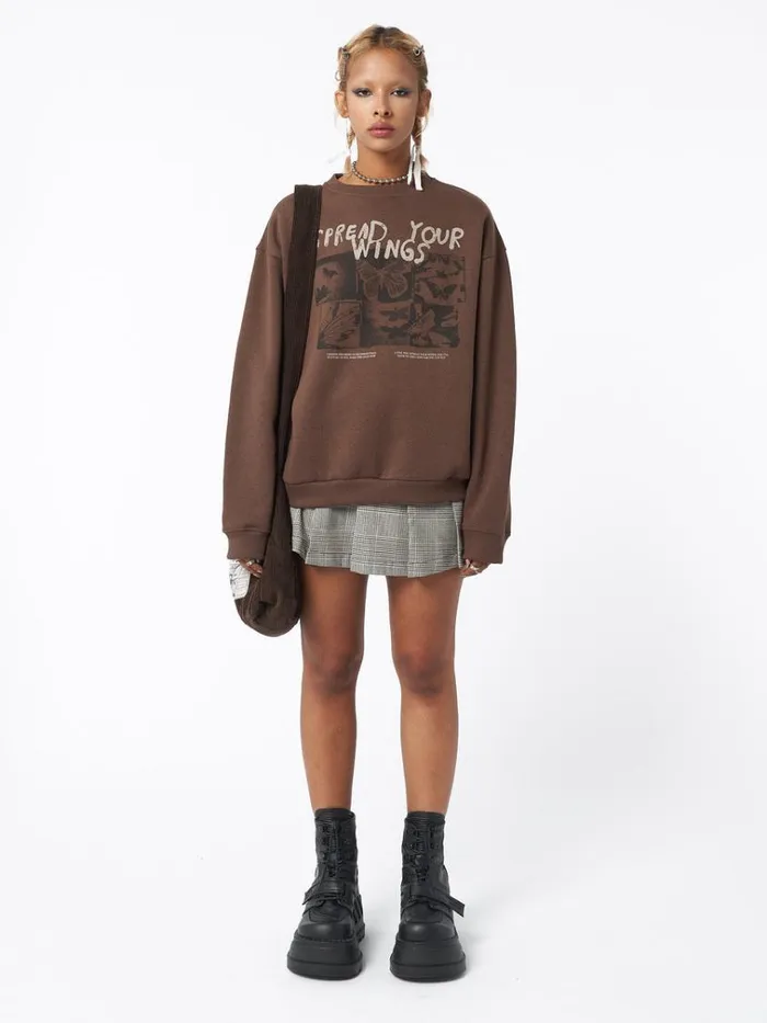 Clothing Spread Your Wings Brown Sweatshirt Minga London Sweatshirts