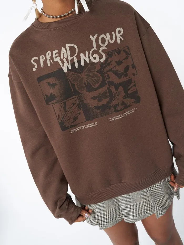 Clothing Spread Your Wings Brown Sweatshirt Minga London Sweatshirts