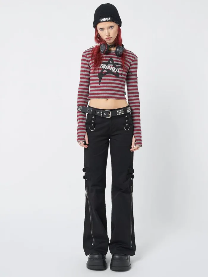 Clothing Star Sign Striped Rib Top Minga London Long Sleeve Tops