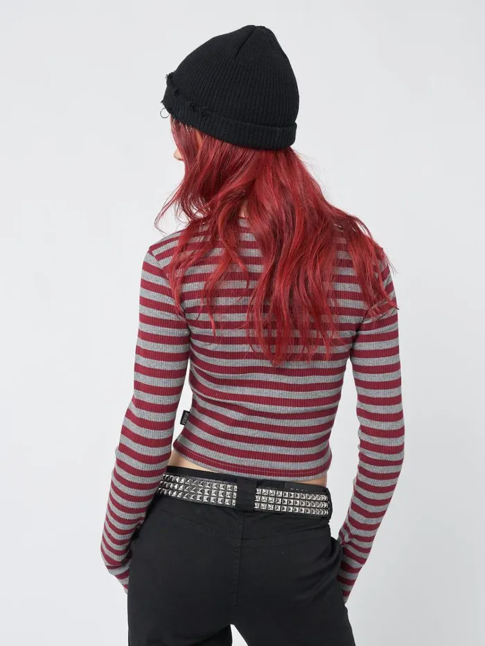 Clothing Star Sign Striped Rib Top Minga London Long Sleeve Tops