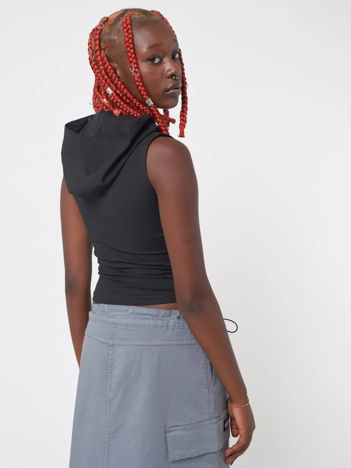 Clothing Stormy Slash Hooded Vest Top Minga London Tank Tops