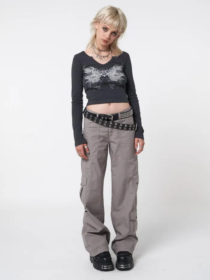 Clothing Strass Heart Wings Crop Top Minga London Long Sleeve Tops