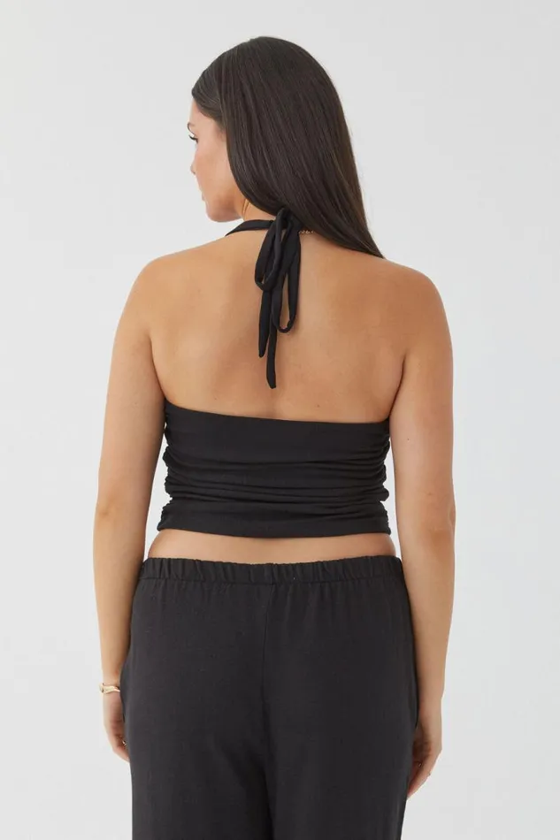 Clothing Supr Going Out Tops Rami Ruched Halter Top Black