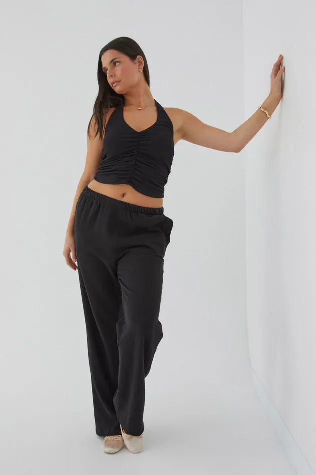 Clothing Supr Going Out Tops Rami Ruched Halter Top Black