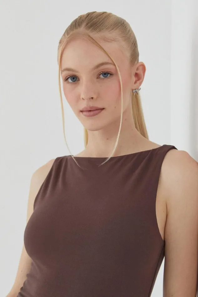 Clothing Supr Going Out Tops Soft Boat Neck Top Espresso Brown
