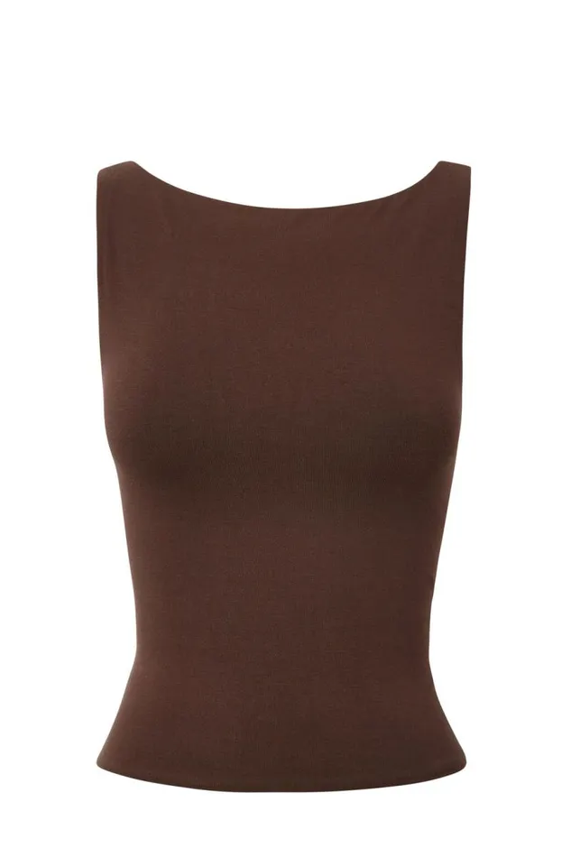 Clothing Supr Going Out Tops Soft Boat Neck Top Espresso Brown