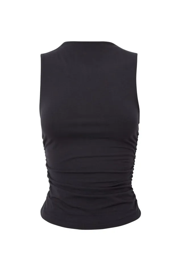 Clothing Supr Going Out Tops Soft Ruched Tank Black