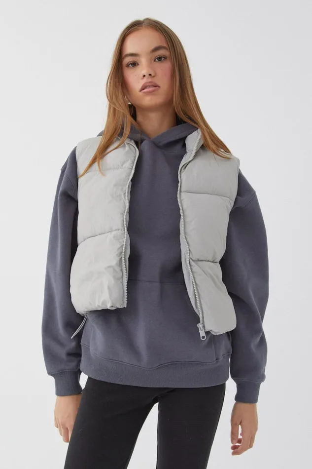 Clothing Supr Jackets and Puffers Recycled Puffer Vest Gravel Grey
