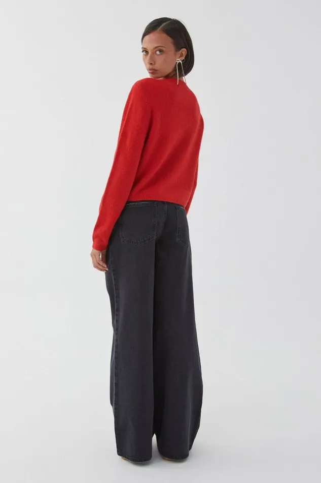 Clothing Supr Knitwear Bronte Button Through Cardi Scarlet Red