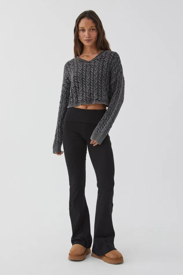 Clothing Supr Knitwear Leila Cable Knit Jumper Washed Black