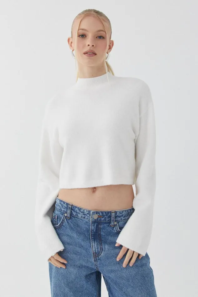 Clothing Supr Knitwear Marley Mock Neck Knit Jumper Meringue White