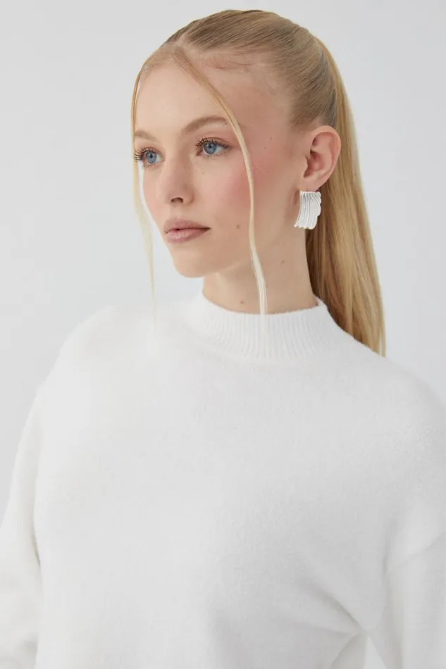 Clothing Supr Knitwear Marley Mock Neck Knit Jumper Meringue White