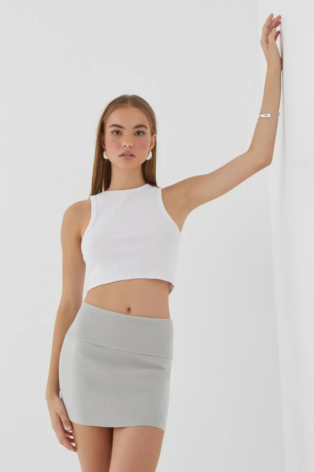 Clothing Supr Knitwear Nora Knit Mini Skirt Gravel Grey