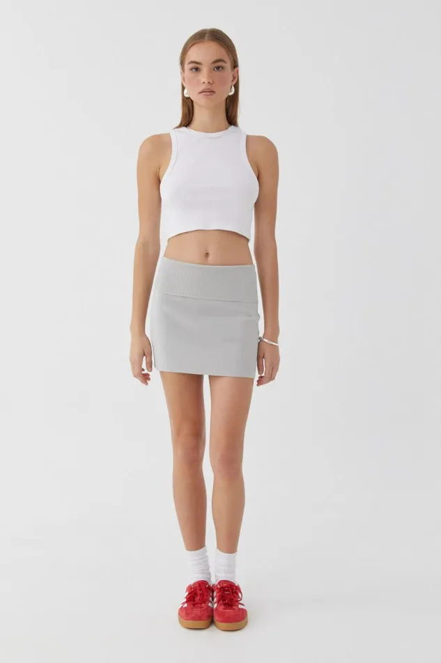 Clothing Supr Knitwear Nora Knit Mini Skirt Gravel Grey