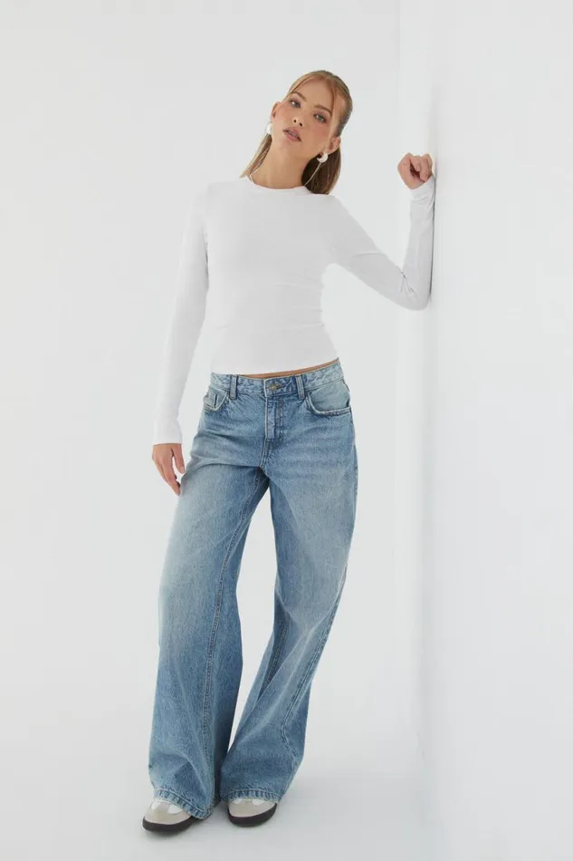 Clothing Supr Long Sleeve Tops Aspen Long Sleeve Rib Top White
