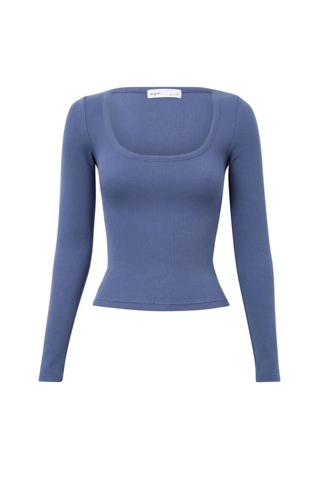 Clothing Supr Long Sleeve Tops Riri Scoop Neck Long Sleeve Top Indigo Mist