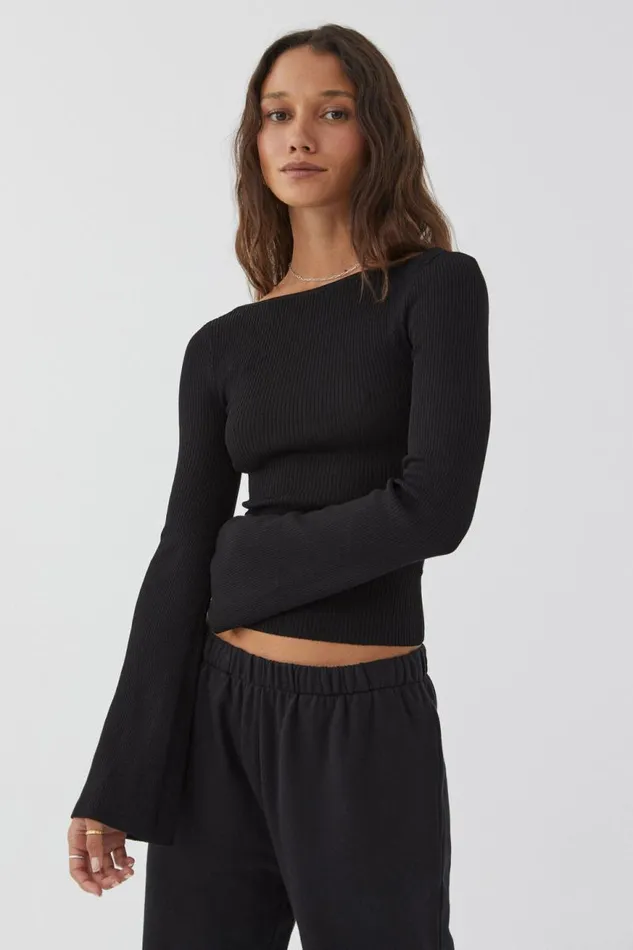Clothing Supr Long Sleeve Tops Tina Backless Top Black