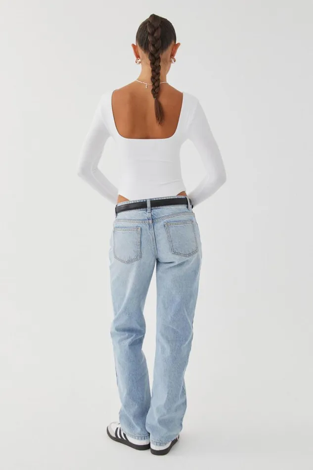 Clothing Supr Luxe Essentials Luxe Square Neck Long Sleeve Bodysuit White