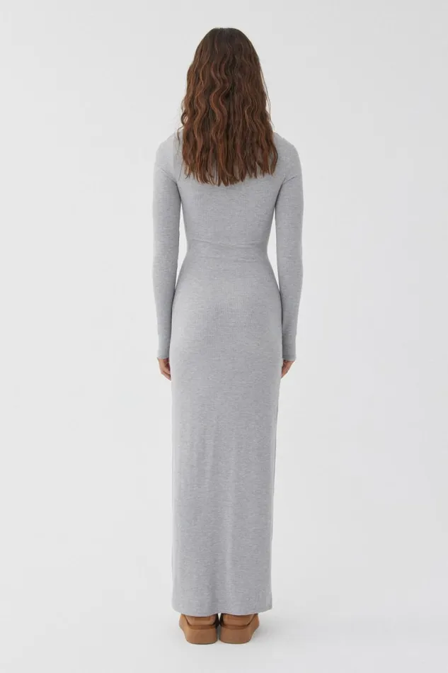 Clothing Supr Maxi Dresses Bridget Long Sleeve Dress Grey Marle
