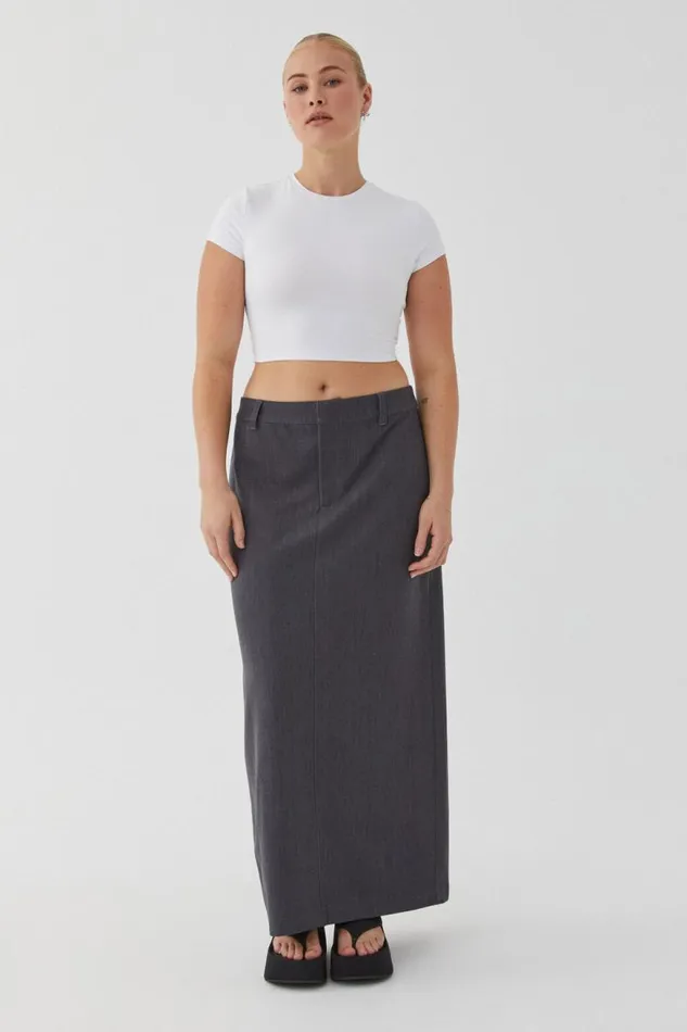 Clothing Supr Skirts Chloe Tailored Maxi Skirt Charcoal Marle