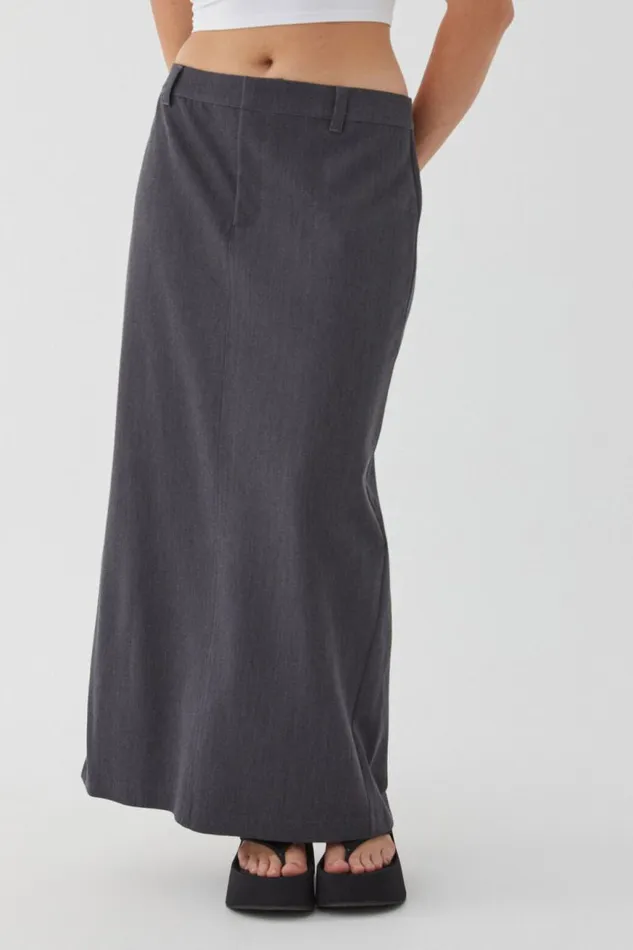 Clothing Supr Skirts Chloe Tailored Maxi Skirt Charcoal Marle