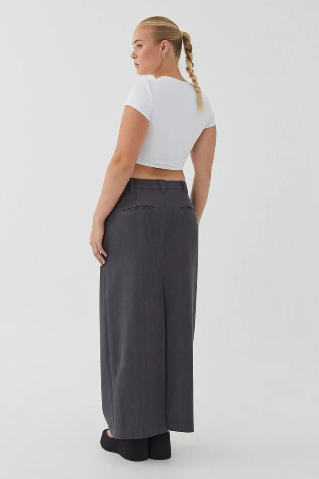 Clothing Supr Skirts Chloe Tailored Maxi Skirt Charcoal Marle
