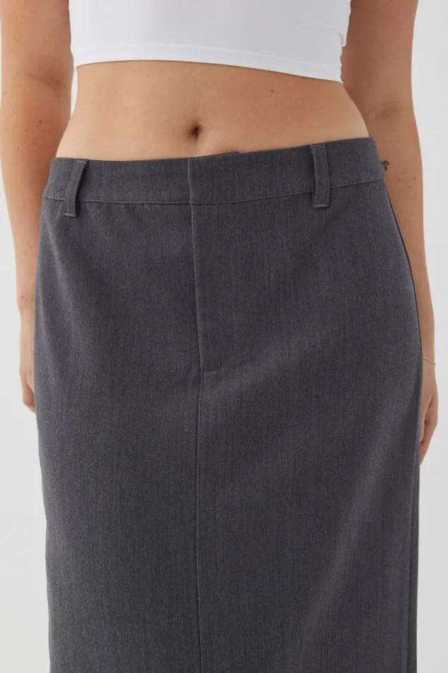 Clothing Supr Skirts Chloe Tailored Maxi Skirt Charcoal Marle