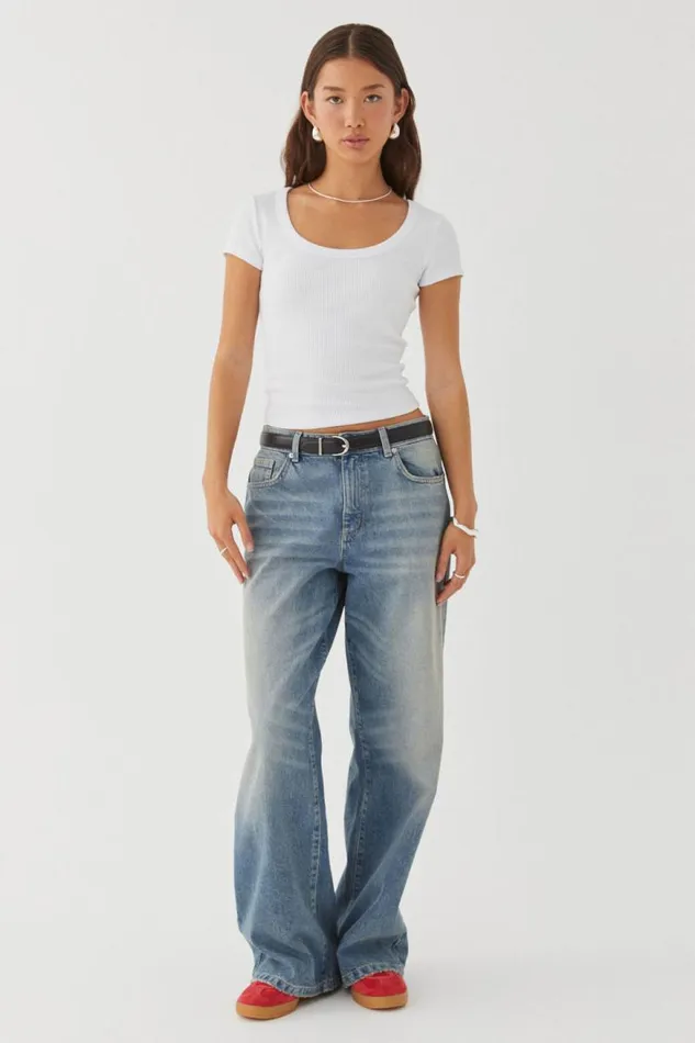 Clothing Supr T Shirts Riri Scoop Neck Tee White