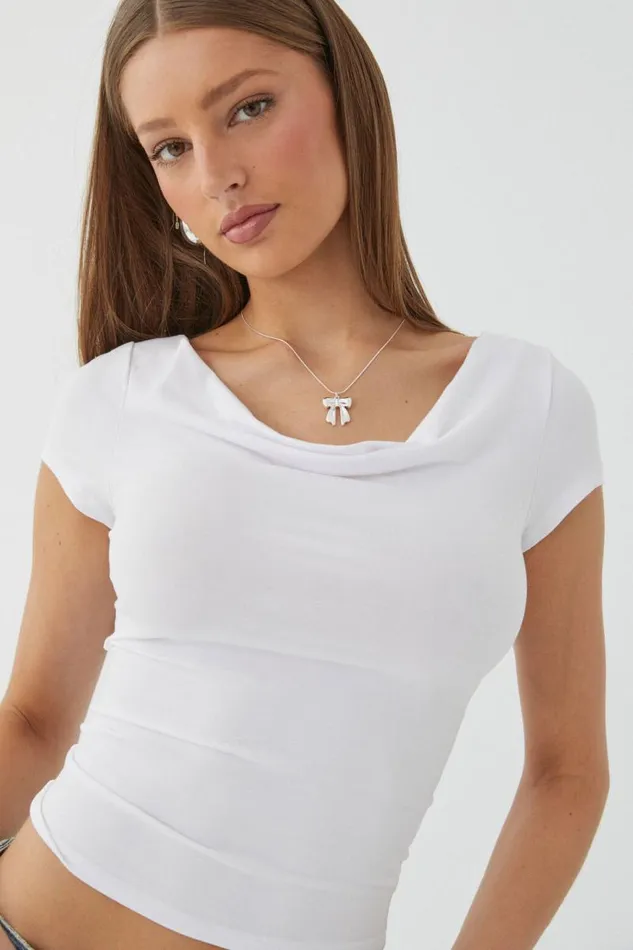 Clothing Supr T Shirts Soft Cowl Neck Tee White