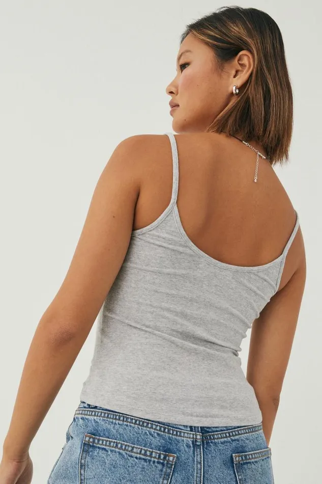 Clothing Supr Tank Tops Molly Thin Strap Cami Grey Marle